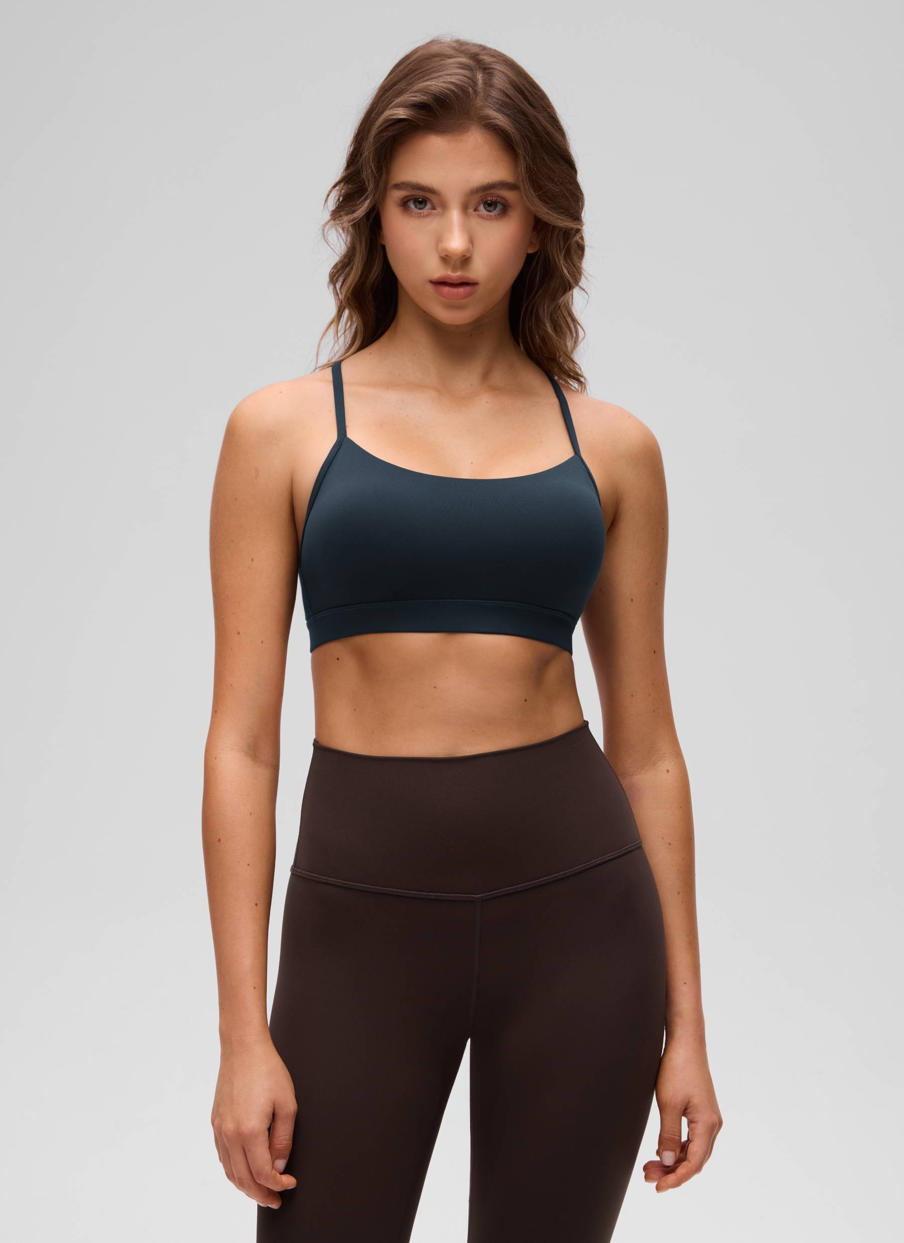 CRZ YOGA Women's Yoga Light Support Butterluxe Sports Bra Y back True Navy