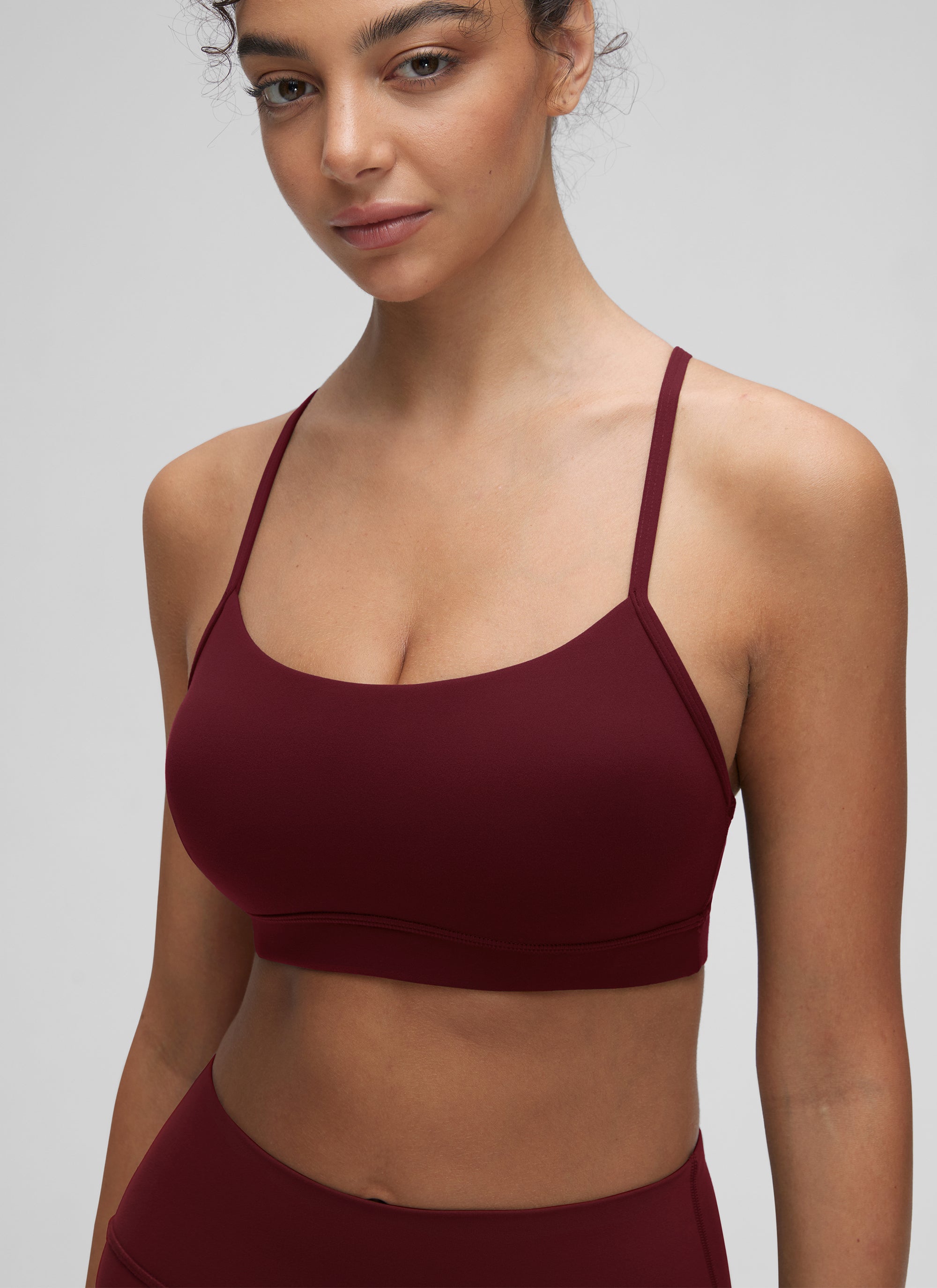 CRZ YOGA Women's Yoga Light Support Butterluxe Sports Bra Y back Red Merlot
