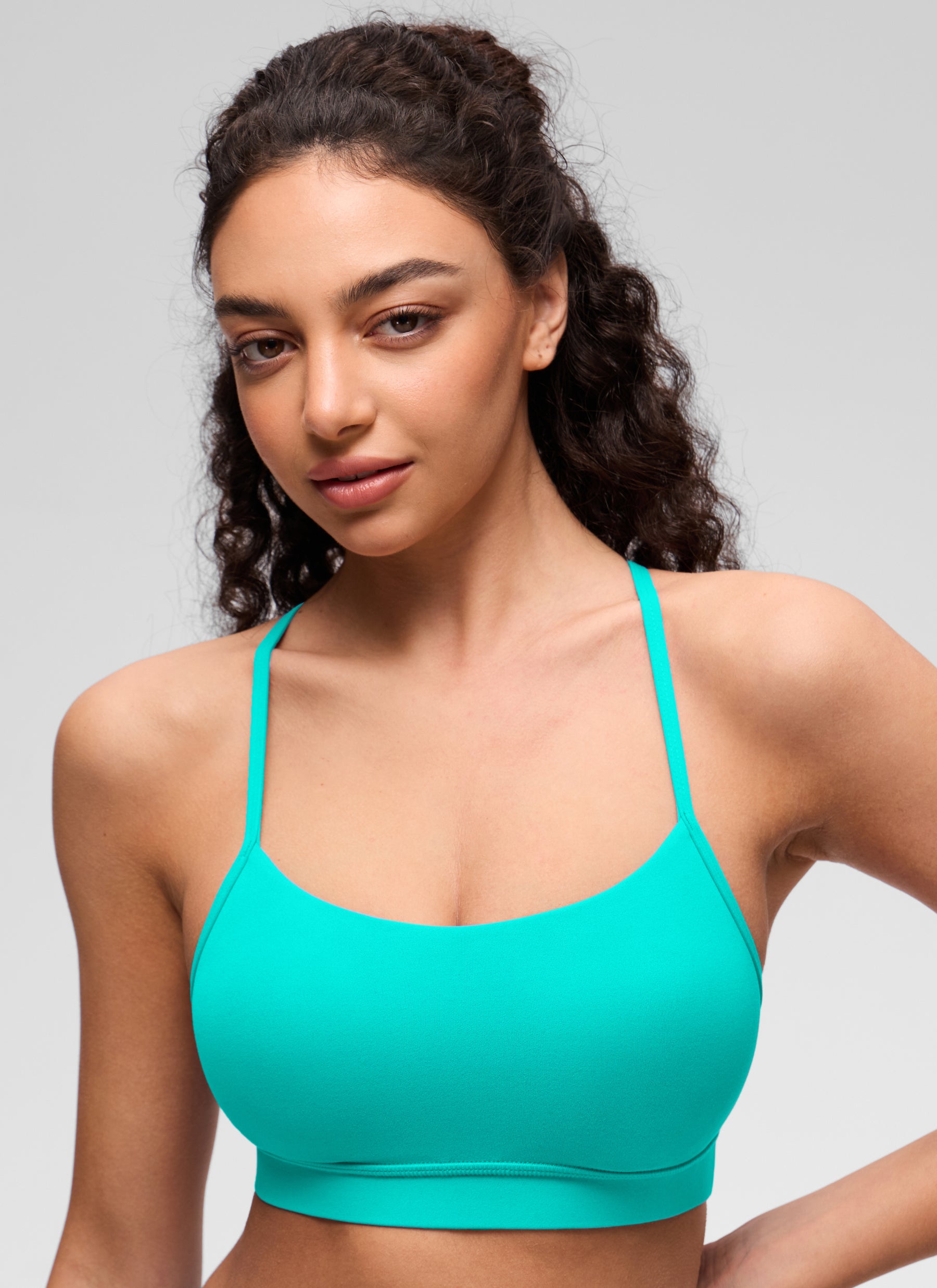 CRZ YOGA Women's Yoga Light Support Butterluxe Sports Bra Y back Tropics Teal