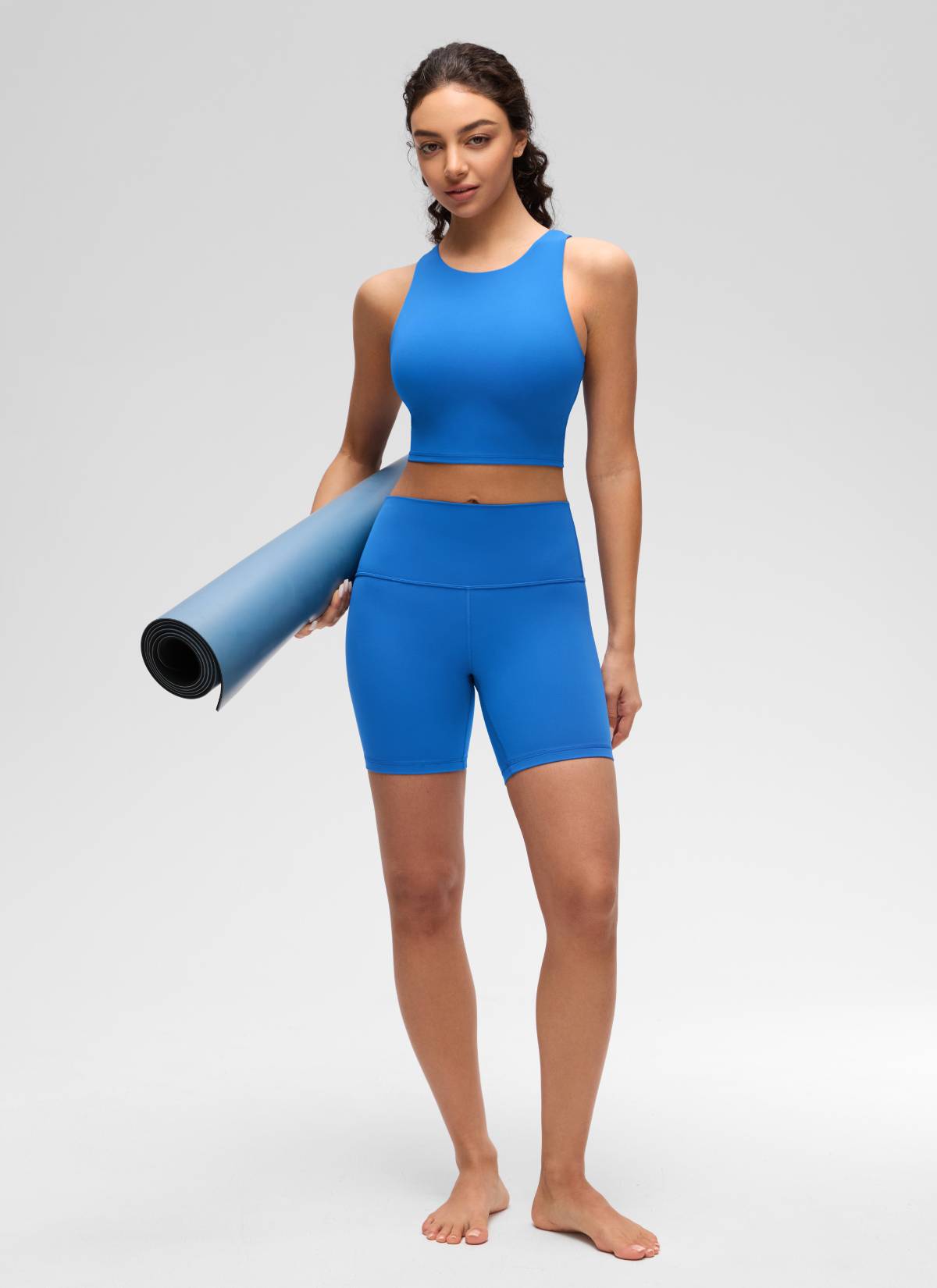 CRZ YOGA  Women's Yoga Low Support Butterluxe Tank High Neck Racerback Sparkle Blue