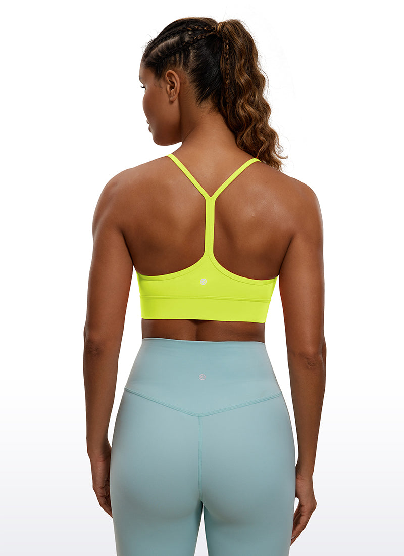 CRZ YOGA Women's Yoga Light Support Butterluxe Longline Bra Y-Back Neon Yellow