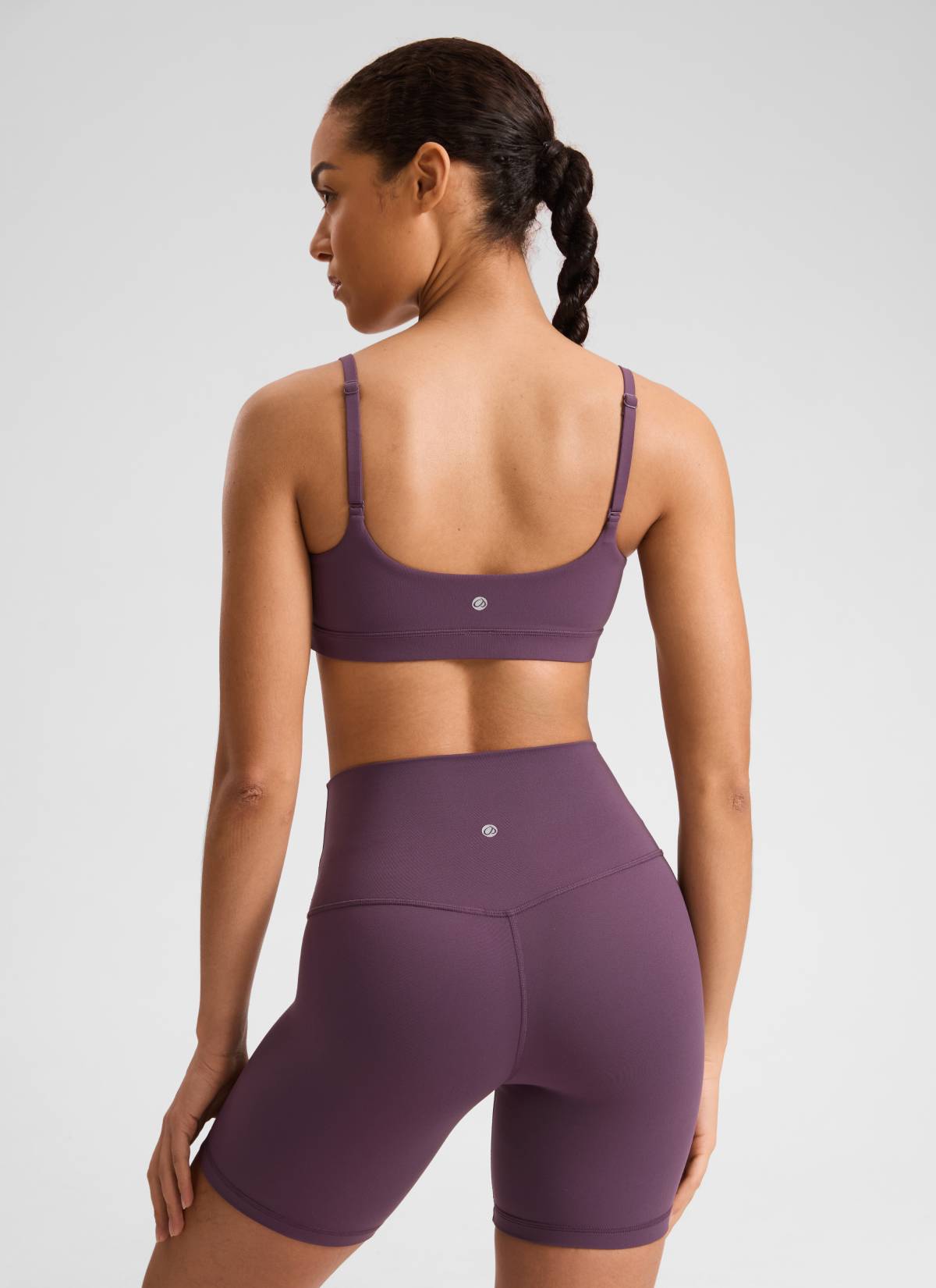CRZ YOGA Womens Butterluxe Adjustable Spaghetti Strap Scoop Neck Bra Grape Thistle Purple