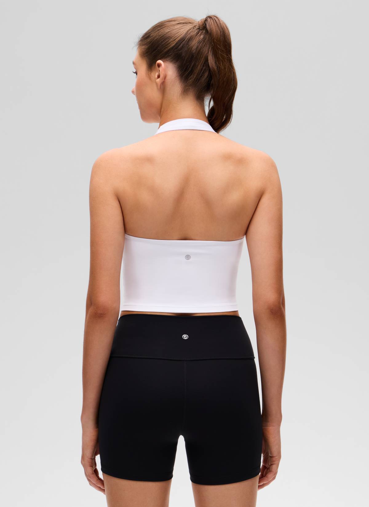 CRZ YOGA Womens Butterluxe Halter Longline Sports Bra Crop Tank Tops White