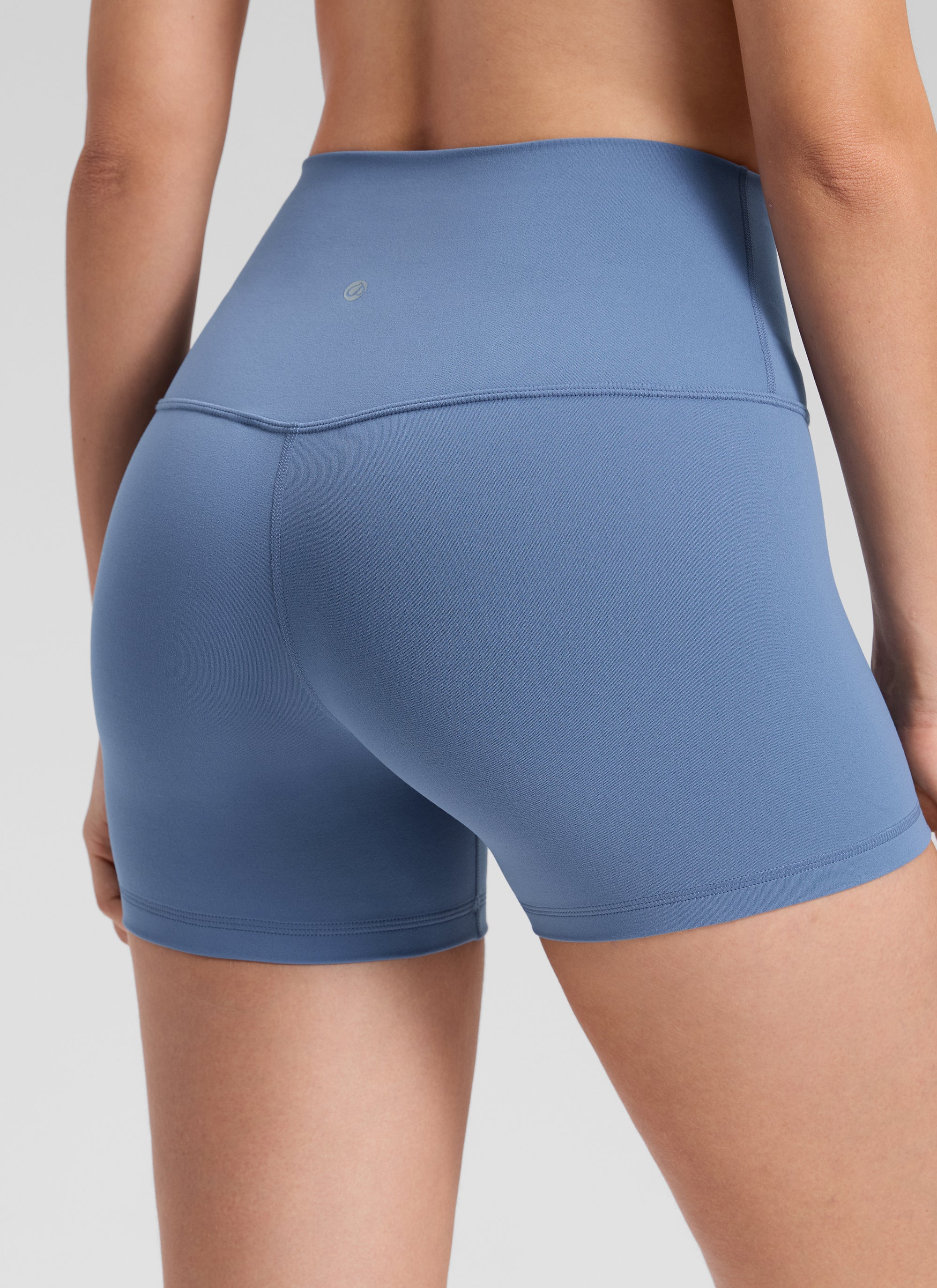 CRZ YOGA Women's Yoga High Rise Biker Shorts Butterluxe Shorts 4'' Oasis Blue