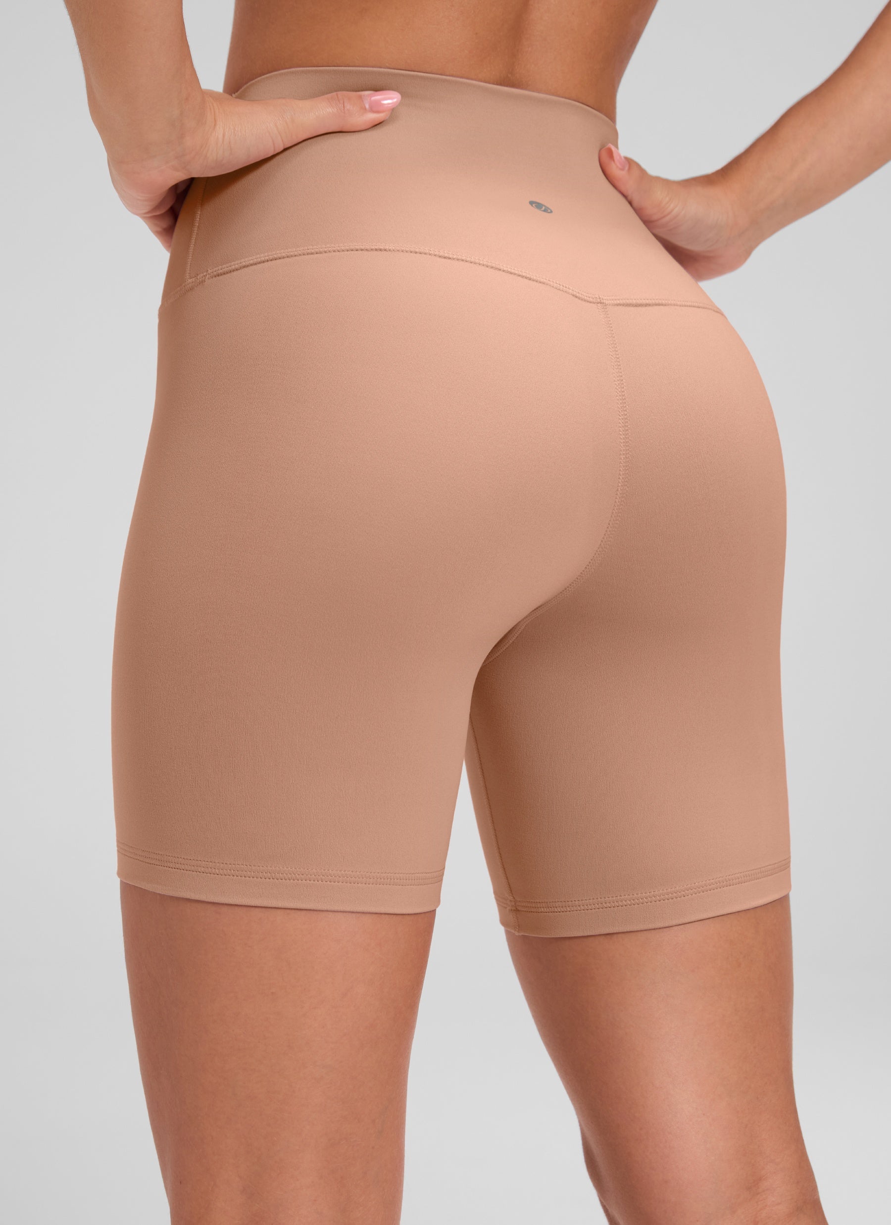 CRZ YOGA Women's Yoga High Rise Biker Shorts Butterluxe Shorts 6'' Mocha Mousse