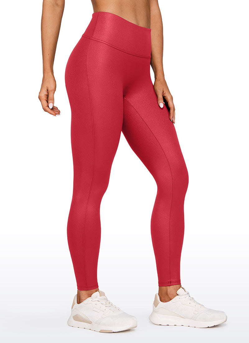 CRZ YOGA Women Butterluxe Matte Faux Leather No Front Seam Leggings 28'' Ruby Red Classic Pattern