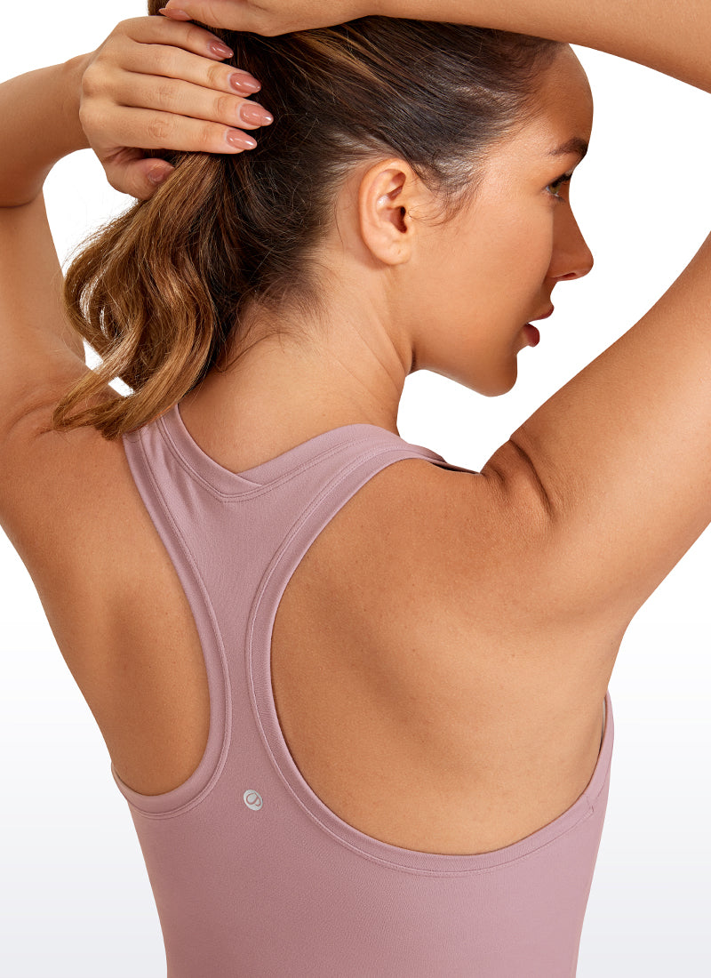 CRZ YOGA Women's Yoga Tight Fit Butterluxe Crewneck Tank Top Racerback Rose Fragrant Purple