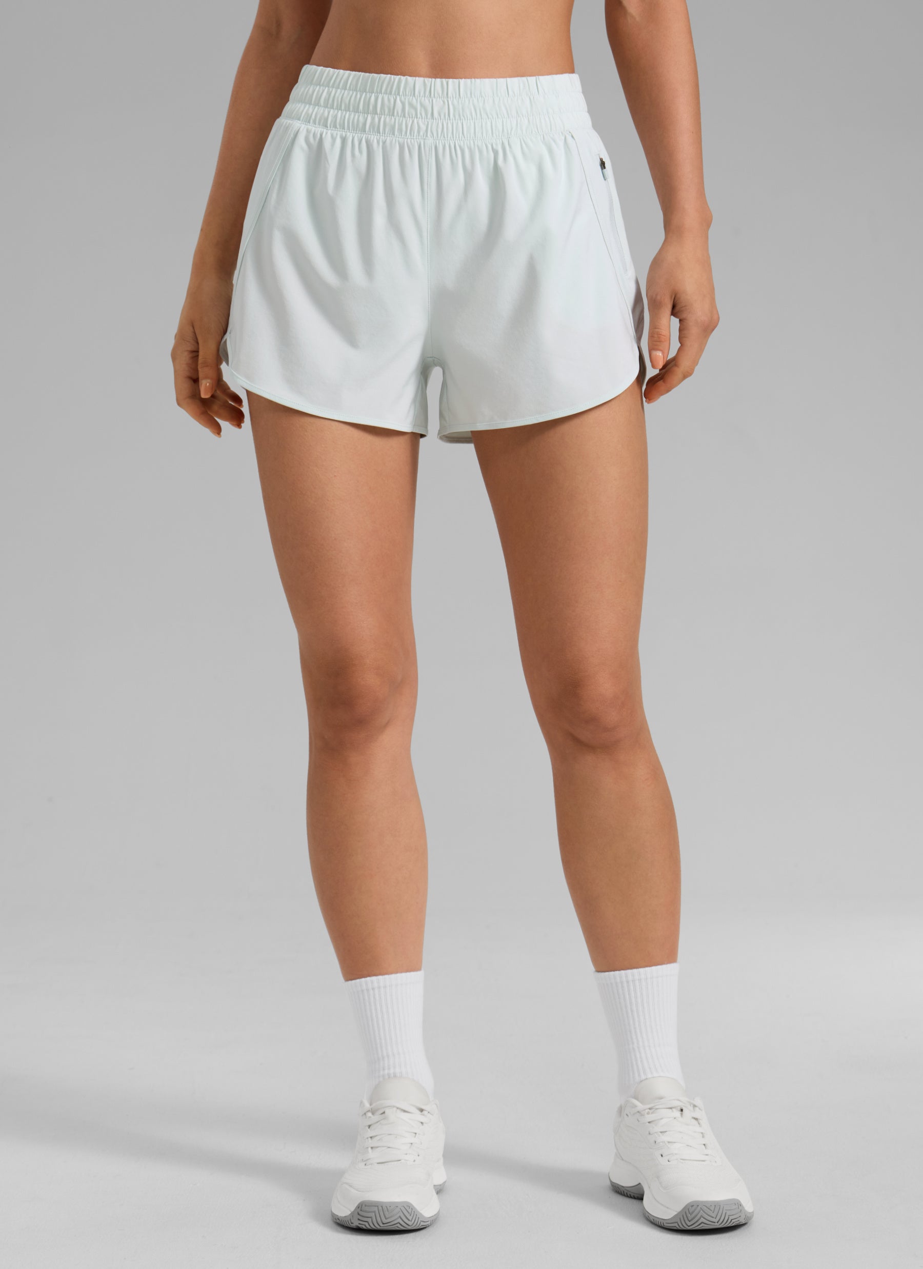 CRZ YOGA Women's Running High Waisted Mesh Lined Shorts 3'' Ocean Air