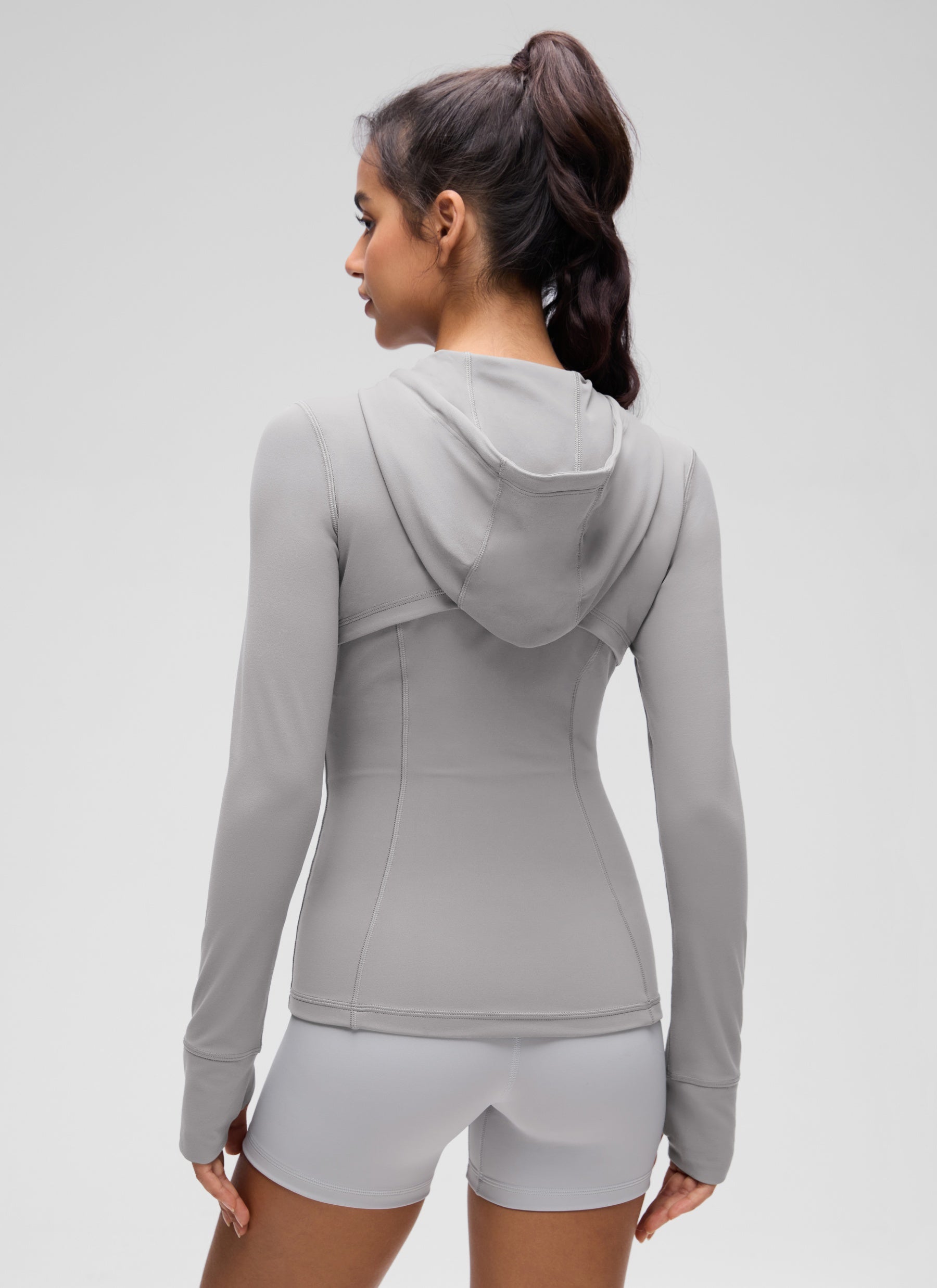 CRZ YOGA Women's Butterluxe Slim Fit Pocket Outerwear Full Zip Hoodies Gull Gray