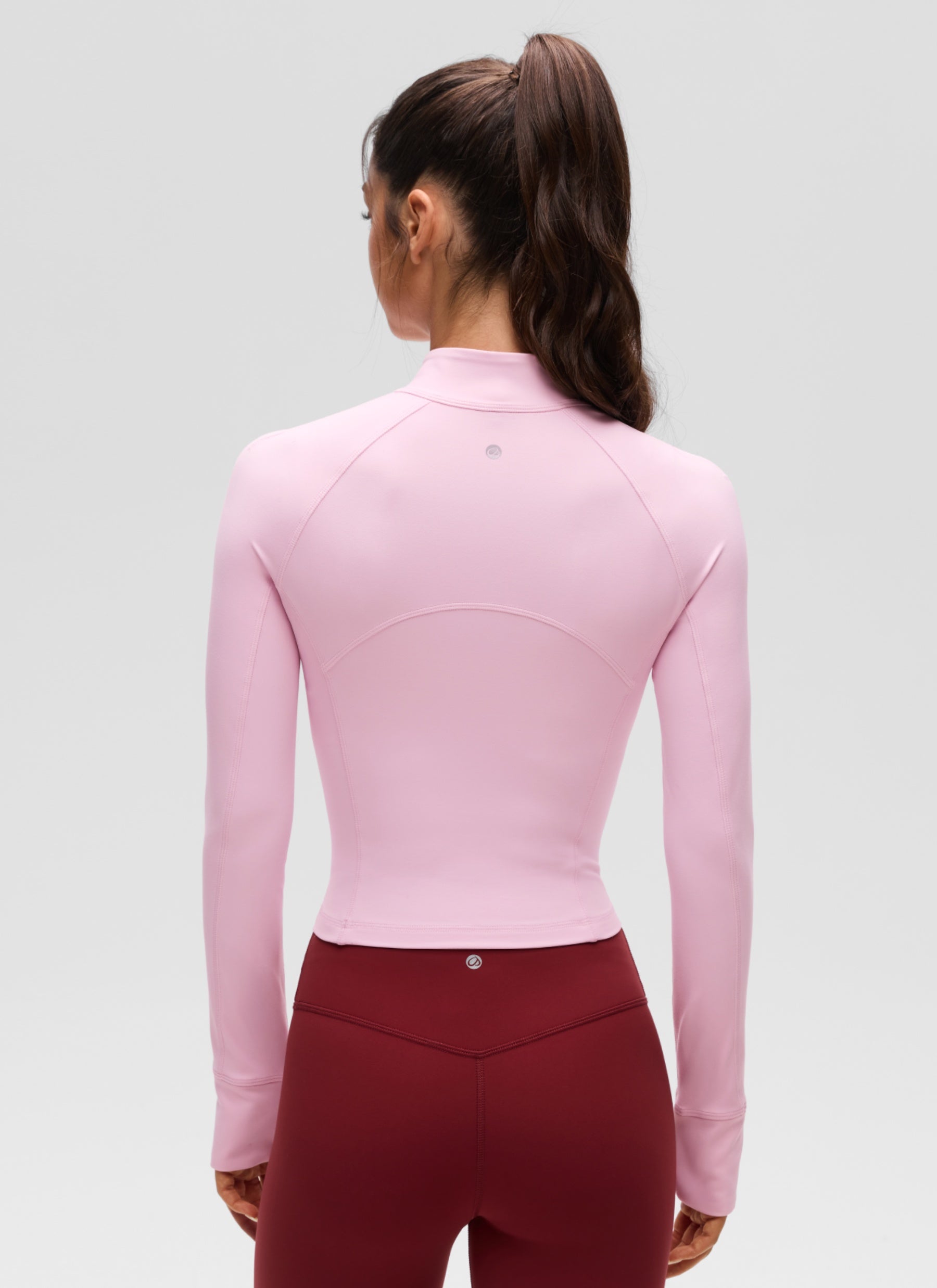 CRZ YOGA Women's Yoga Slim Fit Tops Butterluxe Half-Zip Long Sleeve Pink Peony